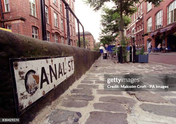 Sign for Canal Street, Manchester, a famous gay district of the city.