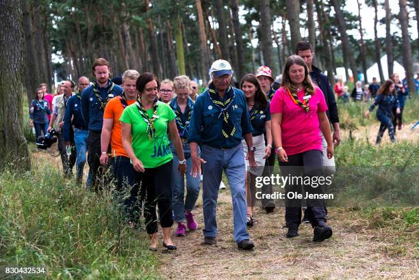 Swedish King Carl Gustav during his visit to the scouts jamboree on August 11, 2017 in Kristianstad, Sweden. The King took a long tour around the...