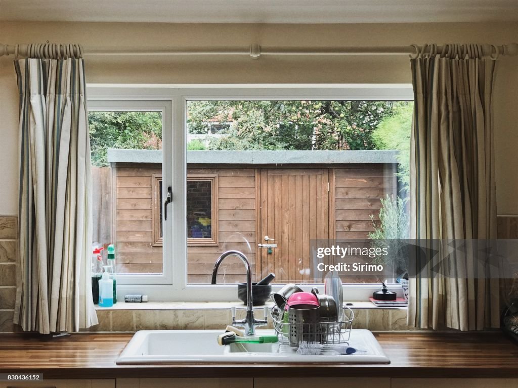 Kitchen Window View Looking In View Through An English Kitchen Window High-Res Stock Photo - Getty Images
