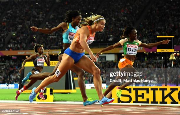 Deajah Stevens of the United States, Dafne Schippers of the Netherlands, Shaunae Miller-Uibo of the Bahamas and Marie-Josee Ta Lou of the Ivory Coast...
