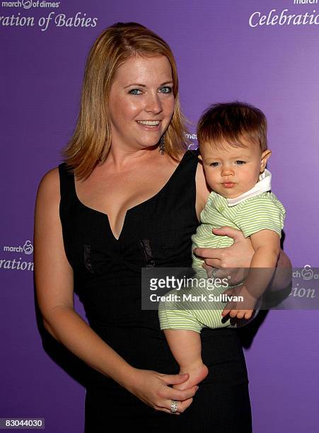 Actress Melissa Joan Hart and son Brayden arrive at the "Celebration of Babies" silent auction and luncheon to benefit March of Dimes on September...