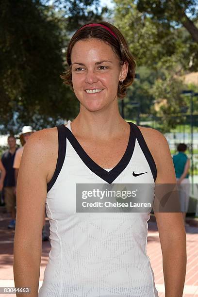 Tennis Player Lindsay Davenport arrives at the Bryan Brothers' all-star tennis smash at the Sherwood Country Club on September 27, 2008 in Thousand...