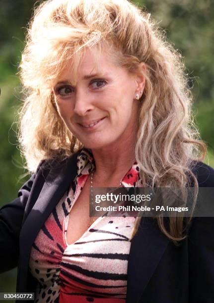 Beverley Callard smiles for the cameras on her first day of filming, at a disused hospital in Cheadle, Greater Manchester, as she marks her return to...