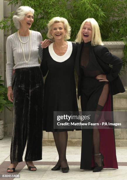 From left, Jane Gilfillan, Honor Blackman and Jibby Beane at a photocall in London, to celebrate the popularity of grey hair among British women....