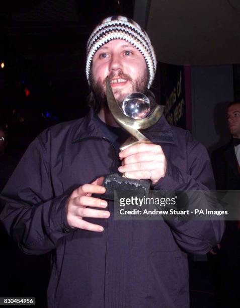 Badly Drawn Boy, Damon Gough, with the Mercury Music Prize at the Grosvenor House Hotel in Park Lane, London. His winning album "Hour of...