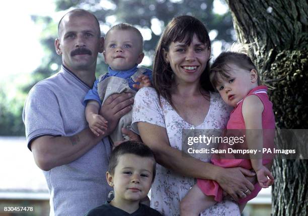 Cpl Simon Dawes Battalion Parachute Regiment A Company with his family on his return to the Connaught Barracks in Dover, after the succesful rescue...