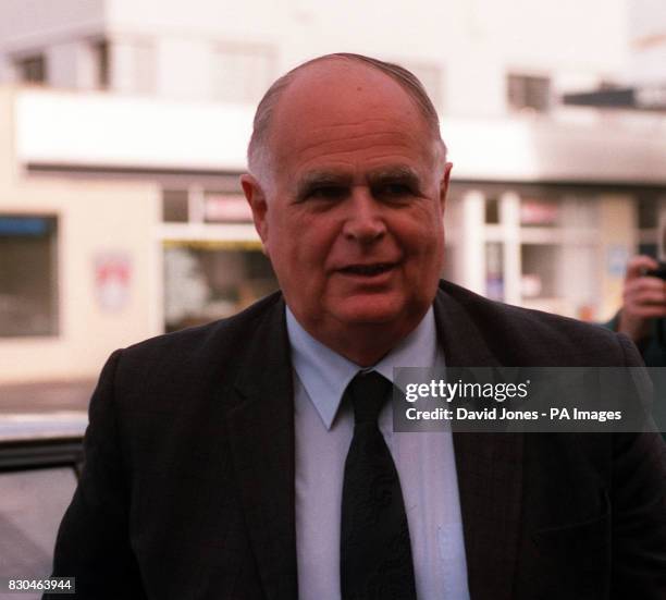 Leading child care expert Peter Righton arrives at Evesham Magistrates court, where he was fined 900 after admitting pornography offences.