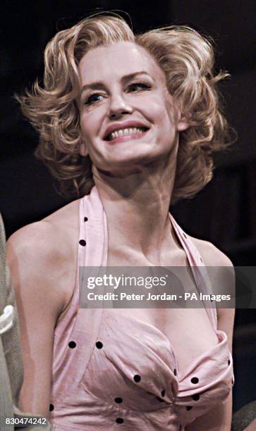 American actress Daryl Hannah in the role of 'The Girl' in the play The Seven Year Itch, at the Queen's Theatre in London's West End for its opening...