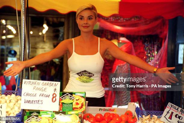 Presenter Gail Porter on a vegetable stall at Berwick Street market in London, where Gail was on hand to launch the new Kitchen Garden Range from...