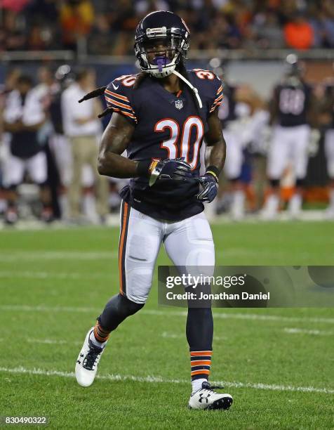 Webb of the Chicago Bears awaits the snap during a preseason game against the Denver Broncos at Soldier Field on August 10, 2017 in Chicago,...