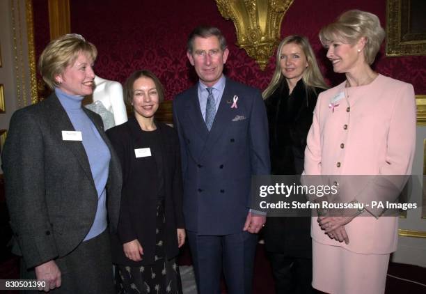 The Prince of Wales meets L-R: actresses Liza Goddard, Felicity Finch, fashion designer Amanda Wakeley and TV presenter Diana Moran at a Breast...