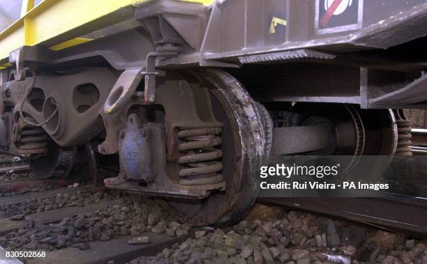 Track damage after a goods train derailment at Northampton train station. The freight train was blocking the south entrance to Northampton station...