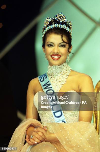Miss World 2000 winner, Miss India, Priyanka Chopra during the Miss World contest at The Millennium Dome in Greenwich.