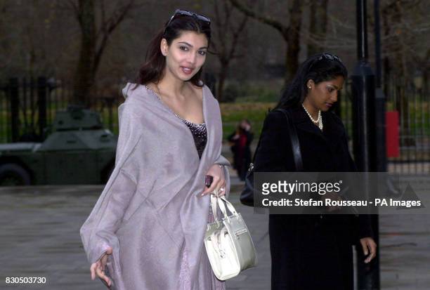 Former Miss World 1999, Yukta Mookhey and a friend , arrive at The Guards Chapel, Wellington Barracks in London for a thanksgiving service in memory...