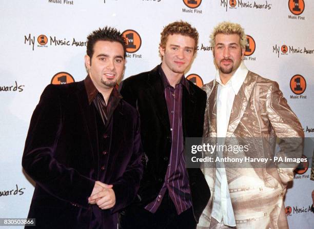 Three member of the band NSYNC arriving at the My VH1 Awards 2000, at the Shrine Auditorium in Los Angeles.