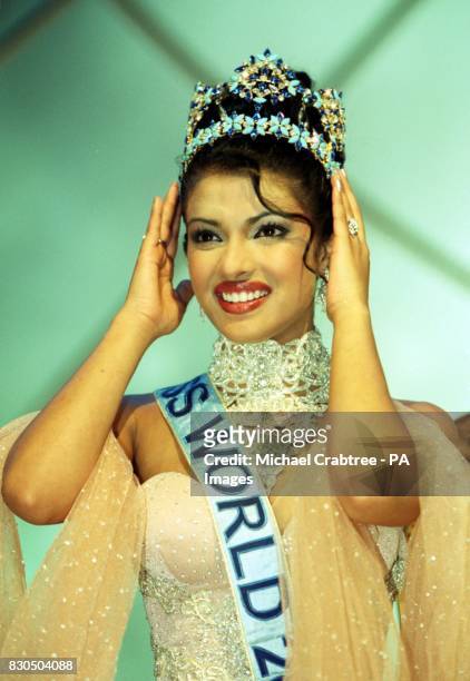 The winner of Miss World 2000, Miss India, Priyanka Chopra during the Miss World contest at The Millennium Dome in Greenwich.