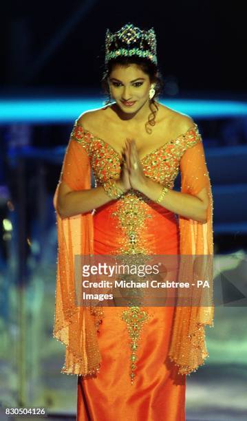 The winner of Miss World 1999, Miss India, Yukta Mookhey during the Miss World contest at The Millennium Dome in Greenwich.