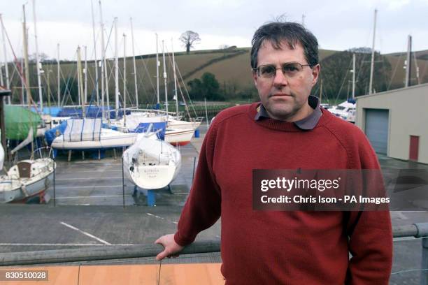 Mark Orr, Team Philips Project Manager faces the media at their Devon base in Totnes, after the crew of the revolutionary catamaran were rescued mid...