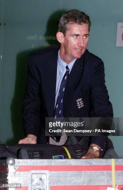 England cricket player Andy Caddick arrives back at Heathrow airport from Pakistan after England beat Pakistan in the test series in Karachi. Victory...