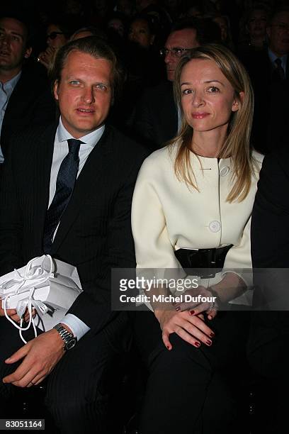 Alessandro Vallarino Gancia and Delphine Arnault attends the Christian Dior PFW Spring/Summer 2008 show on September 29, 2008 in Paris, France.