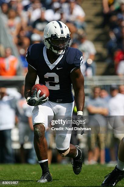 Wide receiver Derrick Williams of the Penn State Nittany Lions runs with the ball against the University of Temple Owls at Beaver Stadium on...