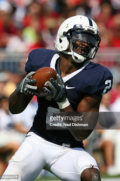 Wide receiver Derrick Williams of the Penn State Nittany Lions runs with the ball against the University of Temple Owls at Beaver Stadium on...