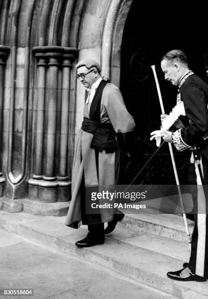 The Judge, Mr Justice Cassels, pictured after the first days hearing at Winchester, of the trial of John Straffen. Straffen,, a 22 year old gardener...