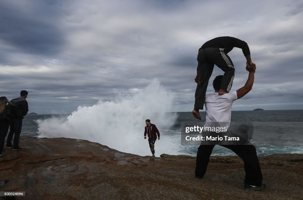 Winter Swells Bring Big Waves To Rio De Janeiro