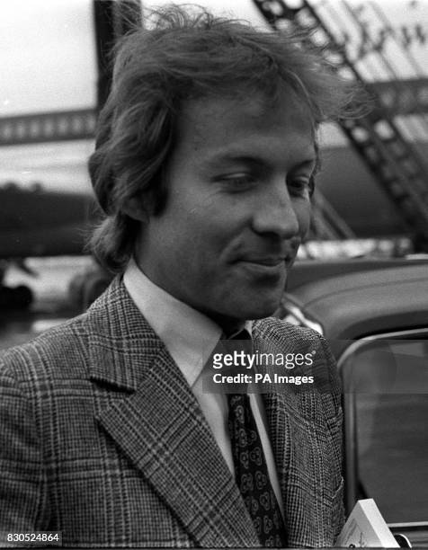 Roddy Llewellyn arrives at London's Heathrow Airport for his flight to the tiny island of Mustique where he will be holidaying with Princess...