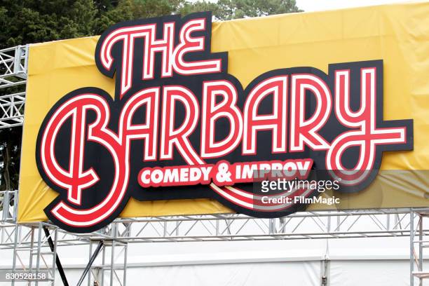 Signage is seen at The Barbary Stage during the 2017 Outside Lands Music And Arts Festival at Golden Gate Park on August 11, 2017 in San Francisco,...