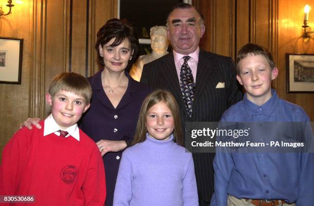 Cherie Blair, wife of Britain's Prime Minister Tony Blair, with MP for Hampshire East, Michael Mates and Matthew Kettle, Olivia Bryant and Matthew...