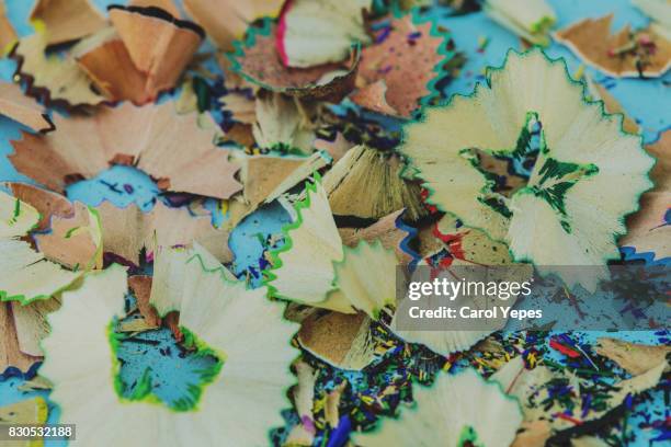 closeup pencil shavings - pencil shavings stock pictures, royalty-free photos & images