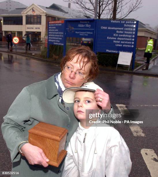 Carol and Joseph Wainwright from Ormskirk, leaving Alder Hey Hospital, Liverpool, with body parts of her son Oliver in a casket, on the day of the...