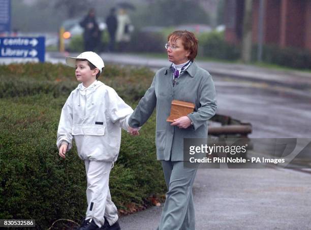 Carol and Joseph Wainwright from Ormskirk, leaving Alder Hey Hospital, Liverpool, with body parts of her son Oliver in a casket, on the day of the...