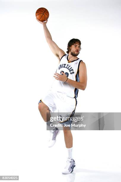 Marc Gasol of the Memphis Grizzlies poses for a portrait during NBA Media Day on September 29, 2008 at at the FedExForum in Memphis, Tennessee. NOTE...