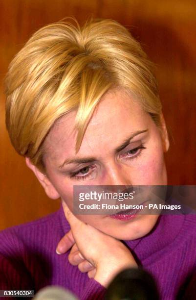 Nursery nurse Lisa Potts at a press conference in London, after learning that she will be awarded a total of 49,000 in compensation for her injuries...