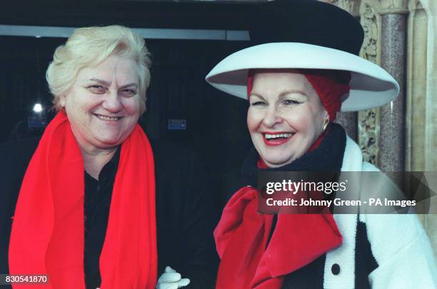 Australian Evelyn Burton a former brothel madam with her lesbian lover Lyla Andre outside London's Wood Green Crown Court, before being jailed for...