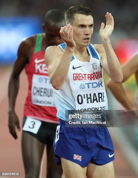 Chris O'Hare of Great Britain competes in the Men's 1500m semi final during day eight of the 16th IAAF World Athletics Championships London 2017 at...