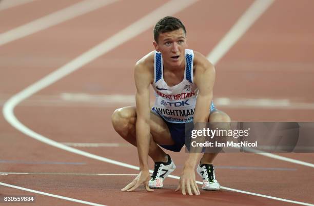 Jake Wightman of Great Britain competes in the Men's 1500m semi final during day eight of the 16th IAAF World Athletics Championships London 2017 at...