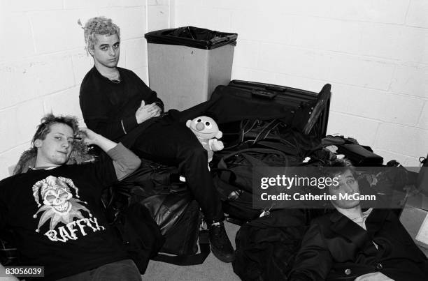 Green Day pose for a portrait backstage at Madison Square Garden in 1994 in New York City, New York.