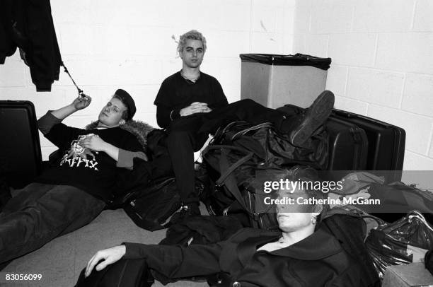 Green Day pose for a portrait backstage at Madison Square Garden in 1994 in New York City, New York.