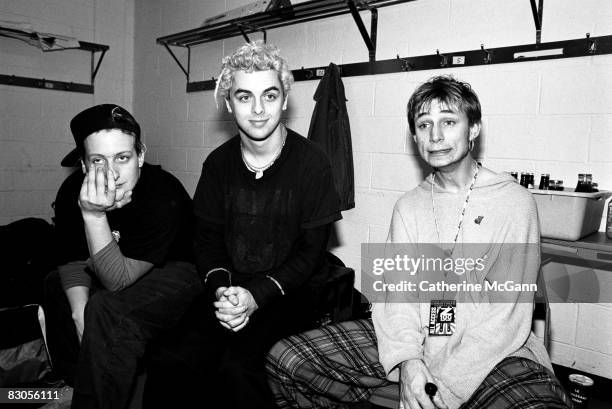 Green Day pose for a portrait backstage at Madison Square Garden in 1994 in New York City, New York.