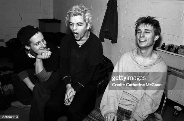 Green Day pose for a portrait backstage at Madison Square Garden in 1994 in New York City, New York.