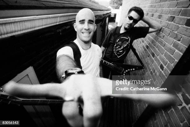 Scott Ian, left, and Charlie Benante, right of Anthrax pose for a portrait in July 1995 in New York City, New York. .