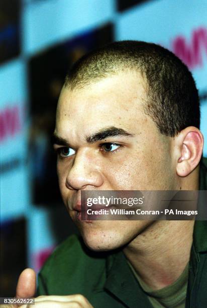 Danny Foster from the manufactured pop sensations Hear'Say before a signing of their debut single 'Pure and Simple', at HMV in London. * 27/3/2001:...