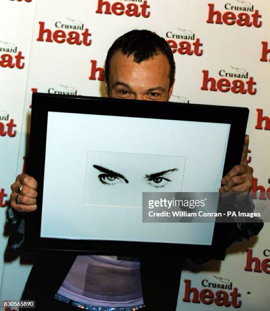 Comedian Graham Norton with an original Herb Ritts' print of Madonna eyes, which he bought for 10, 000 at the Heat Magazine & Crusaid celebrity...