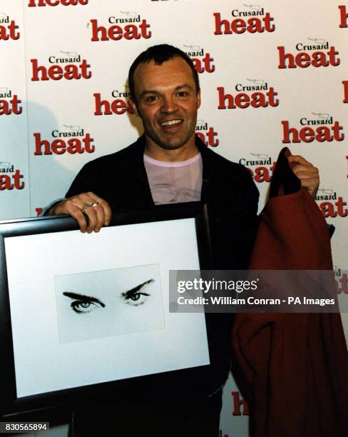 Comedian Graham Norton with a dress which belonged to model Jerry Hall and an original Herb Ritts' print of Madonna eyes, which he bought for 10 at...