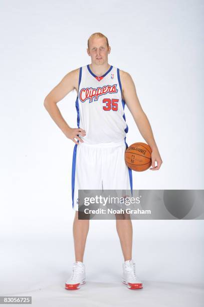 Chris Kaman of the Los Angeles Clippers poses for a portrait during NBA Media Day on September 29, 2008 at the Clippers Training Facility in Playa...