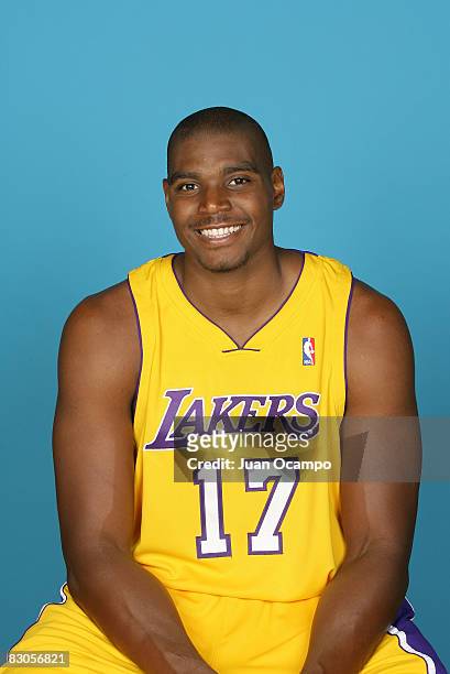 Andrew Bynum of the Los Angeles Lakers poses for a portrait during NBA Media Day on September 29, 2008 at the Toyota Sports Center in El Segundo,...