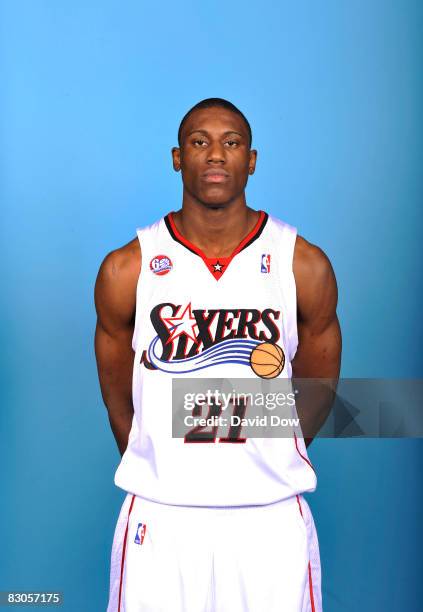 Thaddeus Young of the Philadelphia 76ers poses for a portrait during NBA Media Day on September 29, 2008 at the Wachovia Center in Philadelphia,...